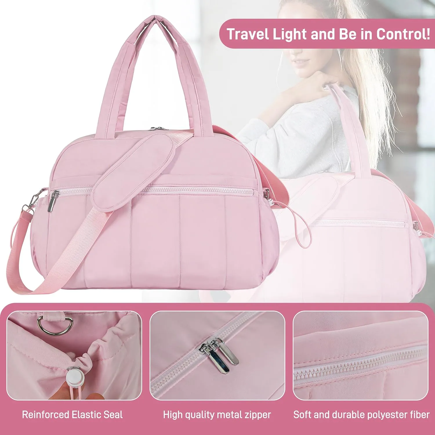 Oubagur Lightweight Duffle Bag for Travel, Gym & Weekender with Water-Resistant Wet Pocket, Carry-On Approved Personal Item Bag for Men & Women