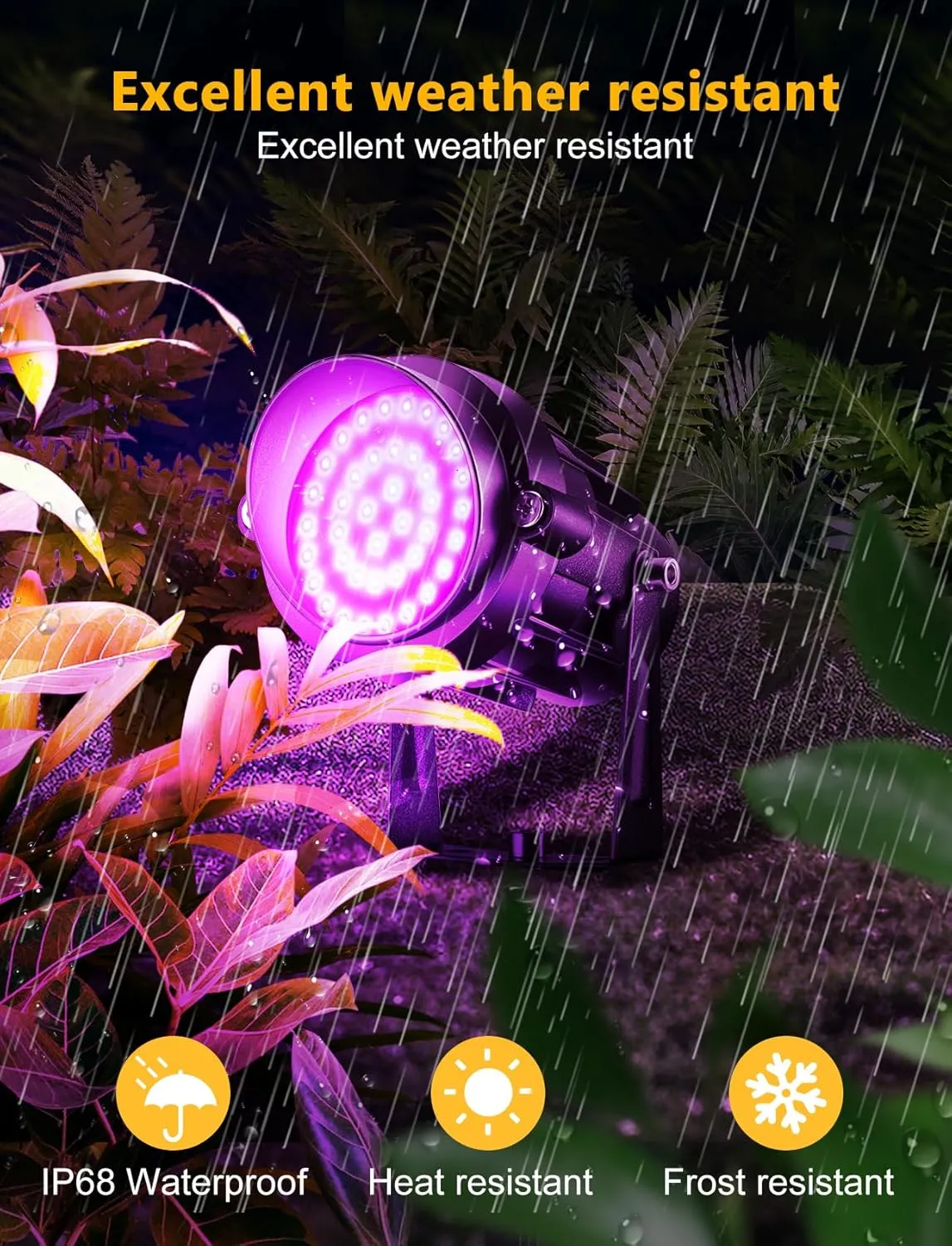 OurLeeme Outdoor Black Light Christmas Spotlight - 12W Purple Blacklight Spotlight for Glow Party, Spot Lights Outdoor Christmas Lights Waterproof LED Landscape Lighting (4 Pack)