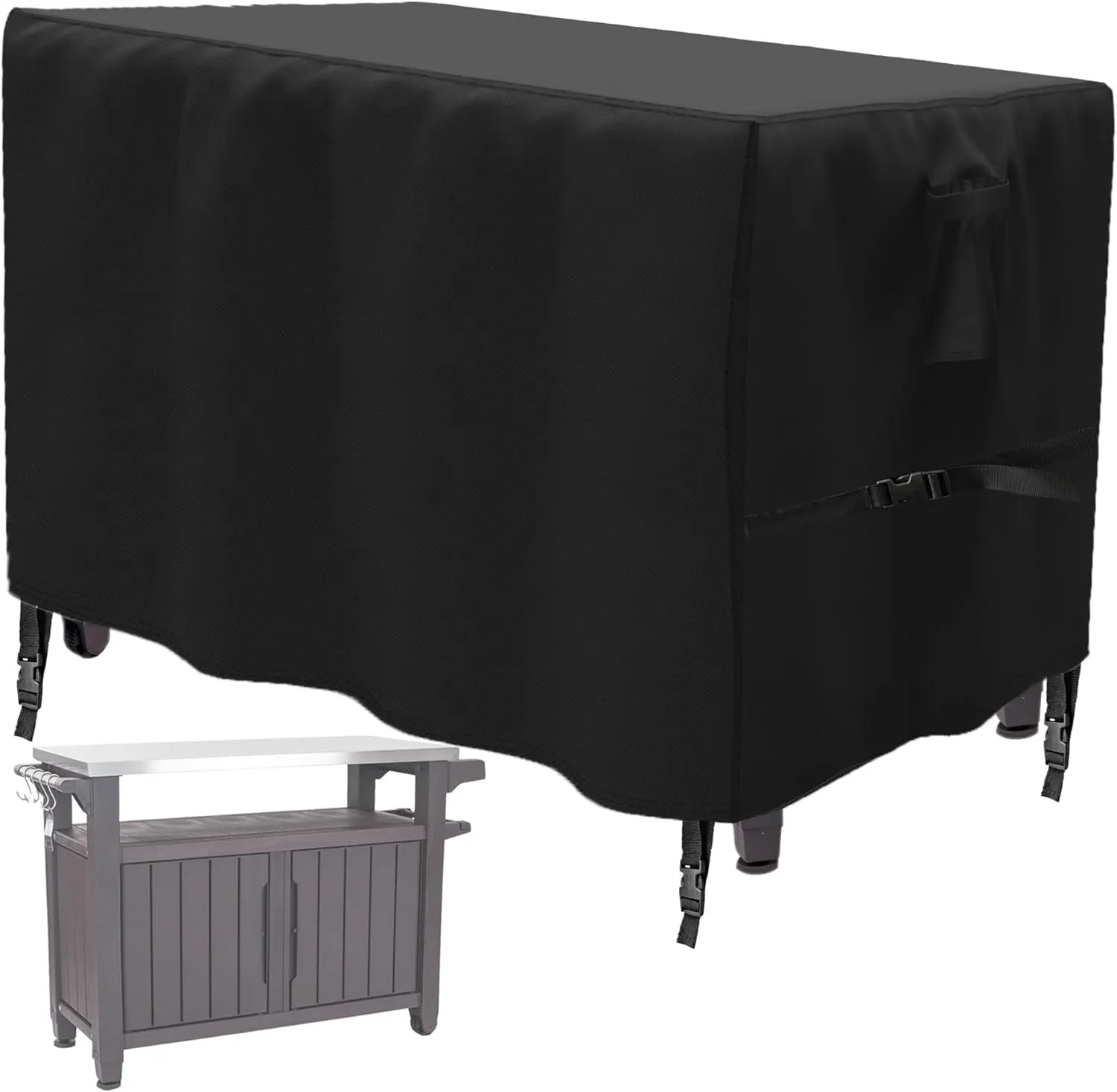 Outdoor BBQ Prep Table Cover 52 Inch For Keter Unity XL Serving Table, Waterproof Heavy Duty 600D Patio Grill Prep Table Cover, 55'' L x 24'' W x 32'' H