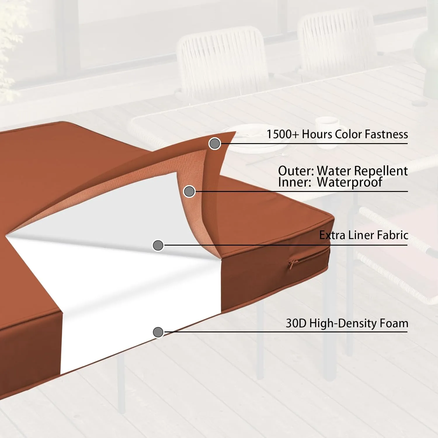 Outdoor Bench Cushion 54 x 18 x 3 Inch, Waterproof Patio Furniture Cushions with Ties, Non-Slip Rectangle Bench Seat Cushion Foam Pad for Garden Sofa Settee Couch Swing, Red