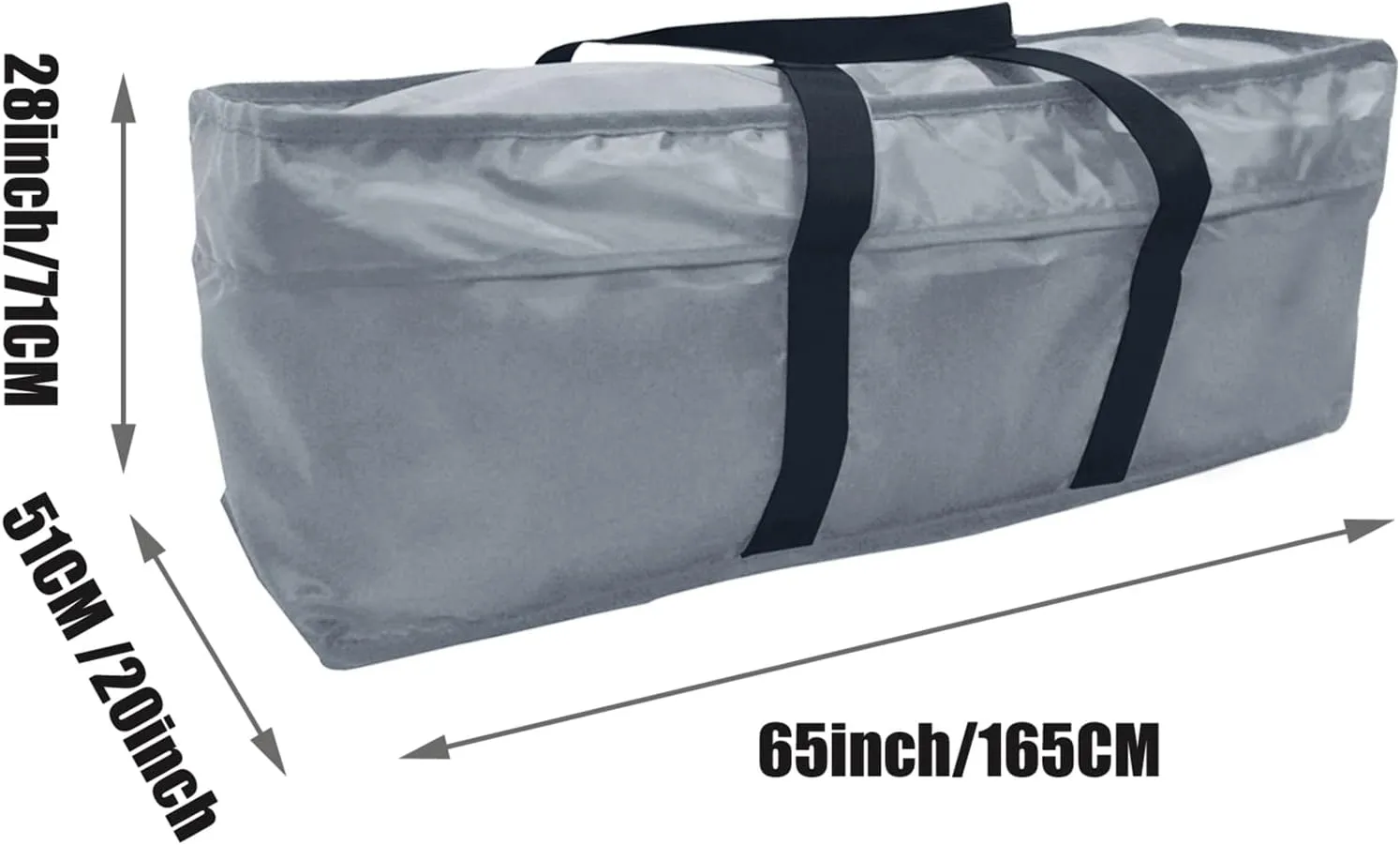 Outdoor Cushion Storage Bag with Zipper and Handle for Patio Furniture Cushion 65 x 20 x 28 Inch Gray Waterproof