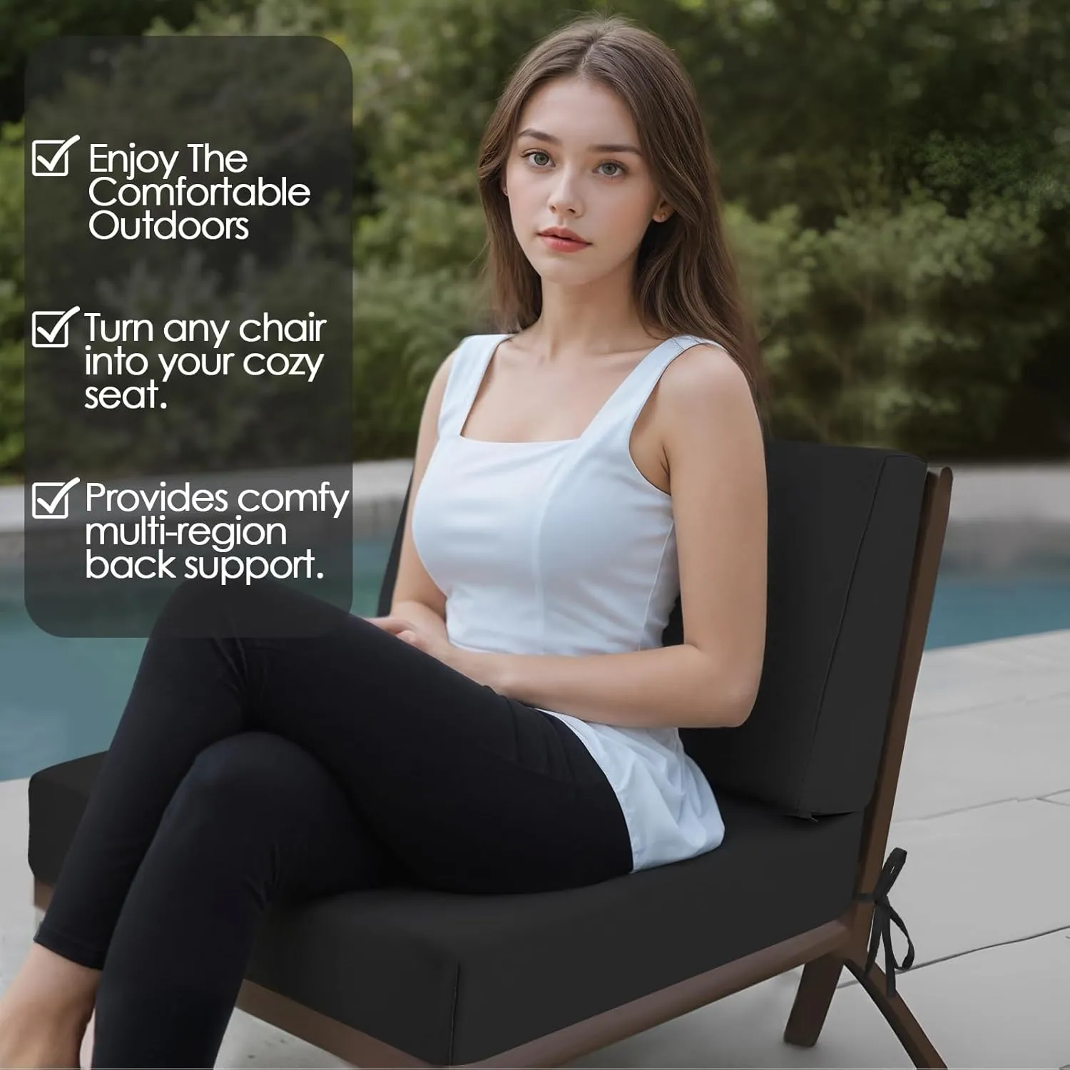 Outdoor Cushions for Patio Furniture, Outdoor Seat and Back Cushion, Waterproof Hampton Bay Deep Seat Replacement Couch Cushions for Garden Lawn, 26.5x26.5 Black