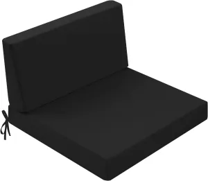 Outdoor Cushions for Patio Furniture, Outdoor Seat and Back Cushion, Waterproof Hampton Bay Deep Seat Replacement Couch Cushions for Garden Lawn, 26.5x26.5 Black