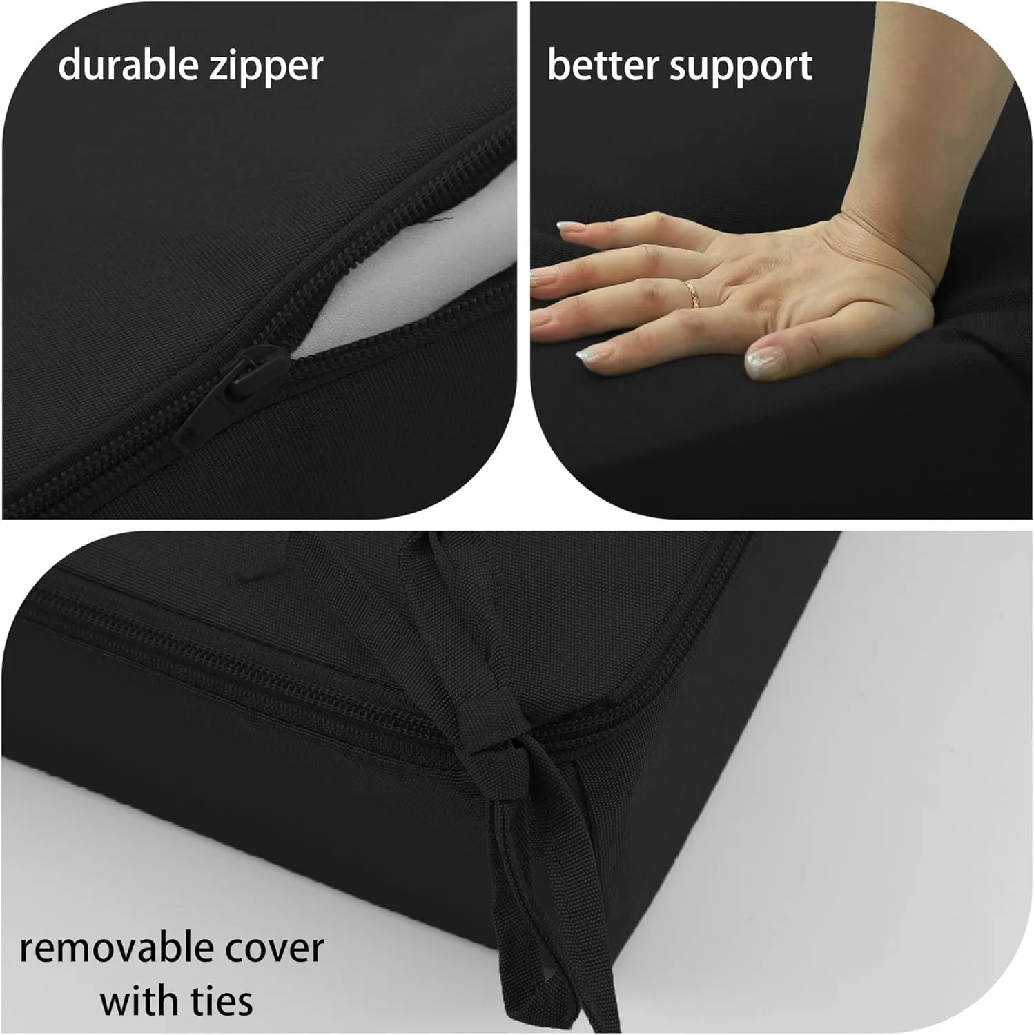 Outdoor Cushions for Patio Furniture, Outdoor Seat and Back Cushion, Waterproof Hampton Bay Deep Seat Replacement Couch Cushions for Garden Lawn, 26.5x26.5 Black