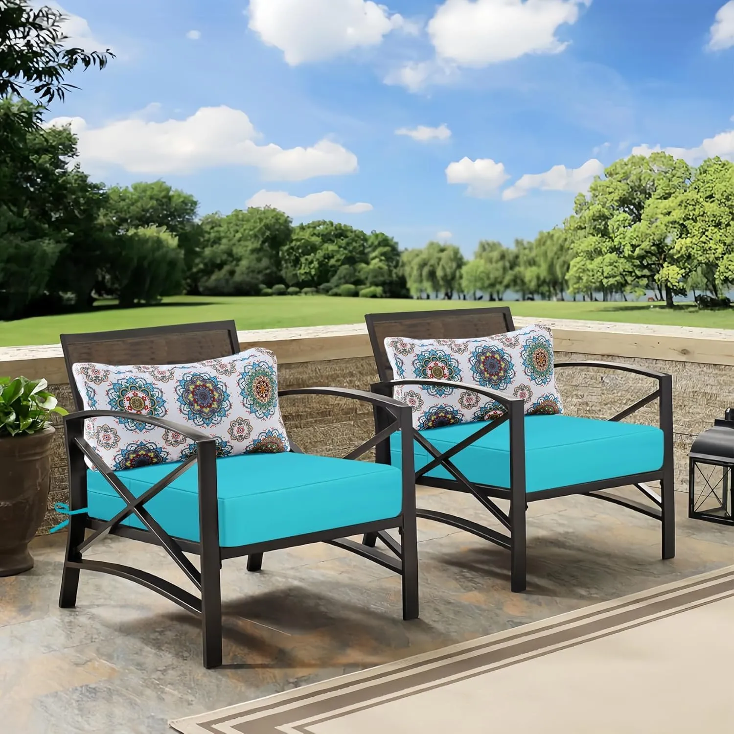 Outdoor Cushions for Patio Furniture, Outdoor Seat and Back Cushion, Waterproof Hampton Bay Deep Seat Replacement Couch Cushions for Lawn Garden, 26.5x26.5 Inch