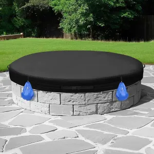 Outdoor Firepit Covers Round, Oxford Cloth Outdoor Rain, Snow and Wind Fire Pit Cover and Sandbag, Suitable for 48-50 Inch Round Built in Stone Firepits