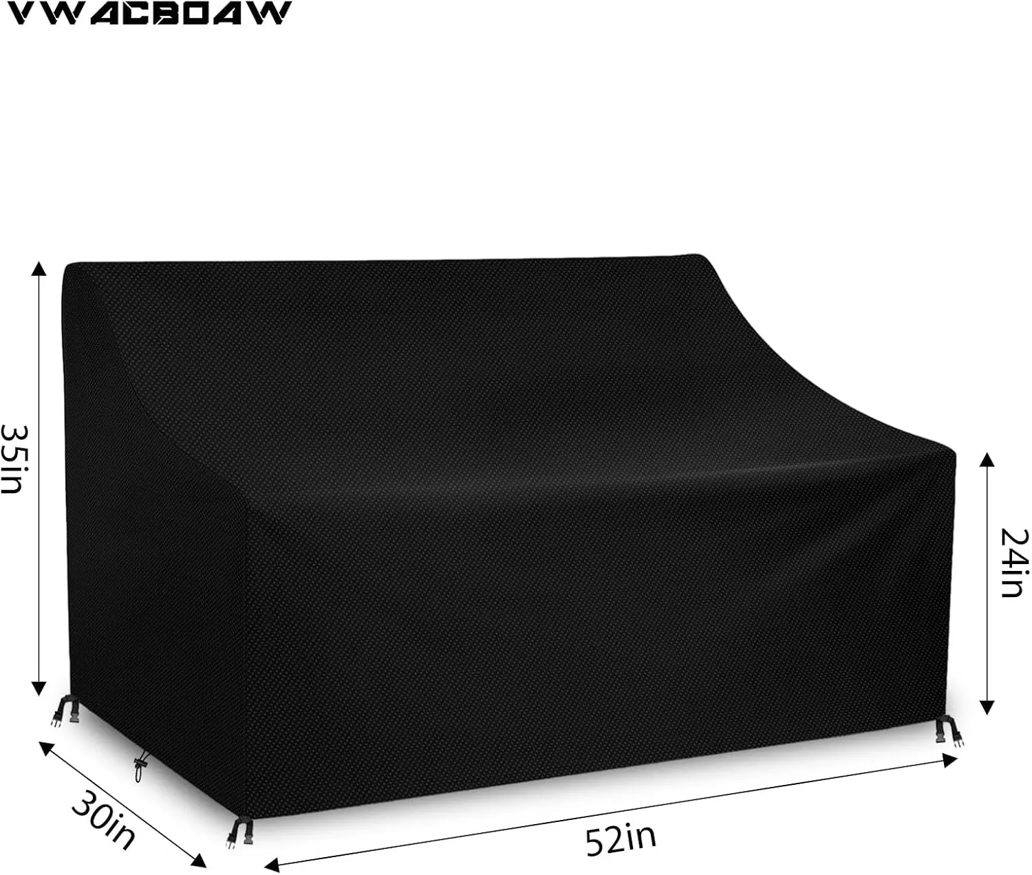 Outdoor Glider Bench Cover with Buckle, Waterproof 2-Person Patio Rocking Chair for Adirondack Double Bench, 420D Heavy Duty Oxford Fabric, Wind-Proof/Anti-UV (Black,52*30*35/24)