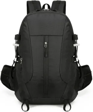 Outdoor Hiking Backpack Nylon Water Resistant Lightweight Travel Daypack for Trekking Camping Climbing Sports and Commuting (Black)