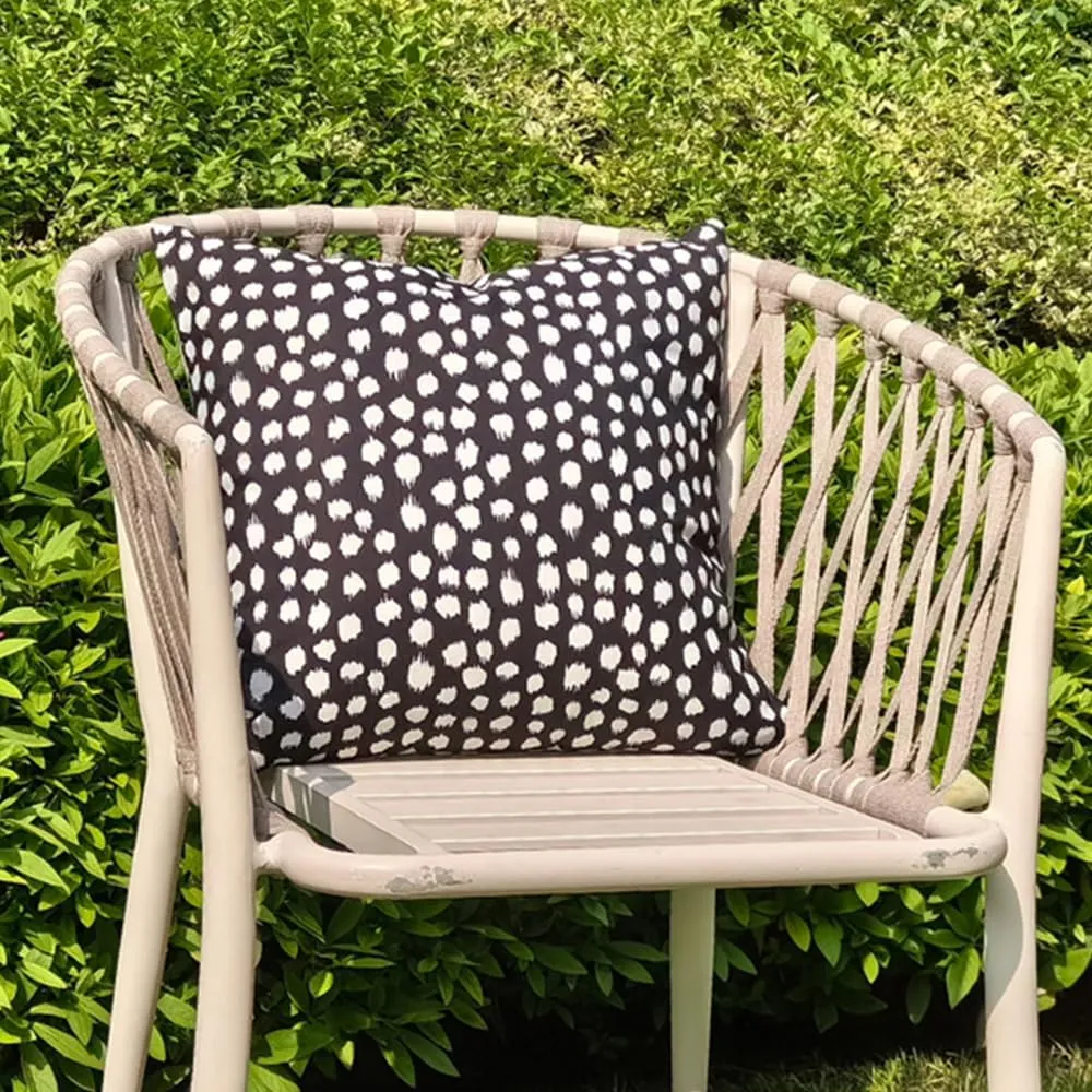Outdoor Pillow Covers 18x18 Set of 2 Boho Design Black Polka Dot Decorations Pillows Summer Outdoor Waterproof Patio Furniture Garden Porch Sofa Bed Cushion Covers Home Decor JB002-B18