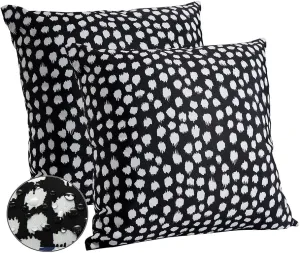 Outdoor Pillow Covers 18x18 Set of 2 Boho Design Black Polka Dot Decorations Pillows Summer Outdoor Waterproof Patio Furniture Garden Porch Sofa Bed Cushion Covers Home Decor JB002-B18