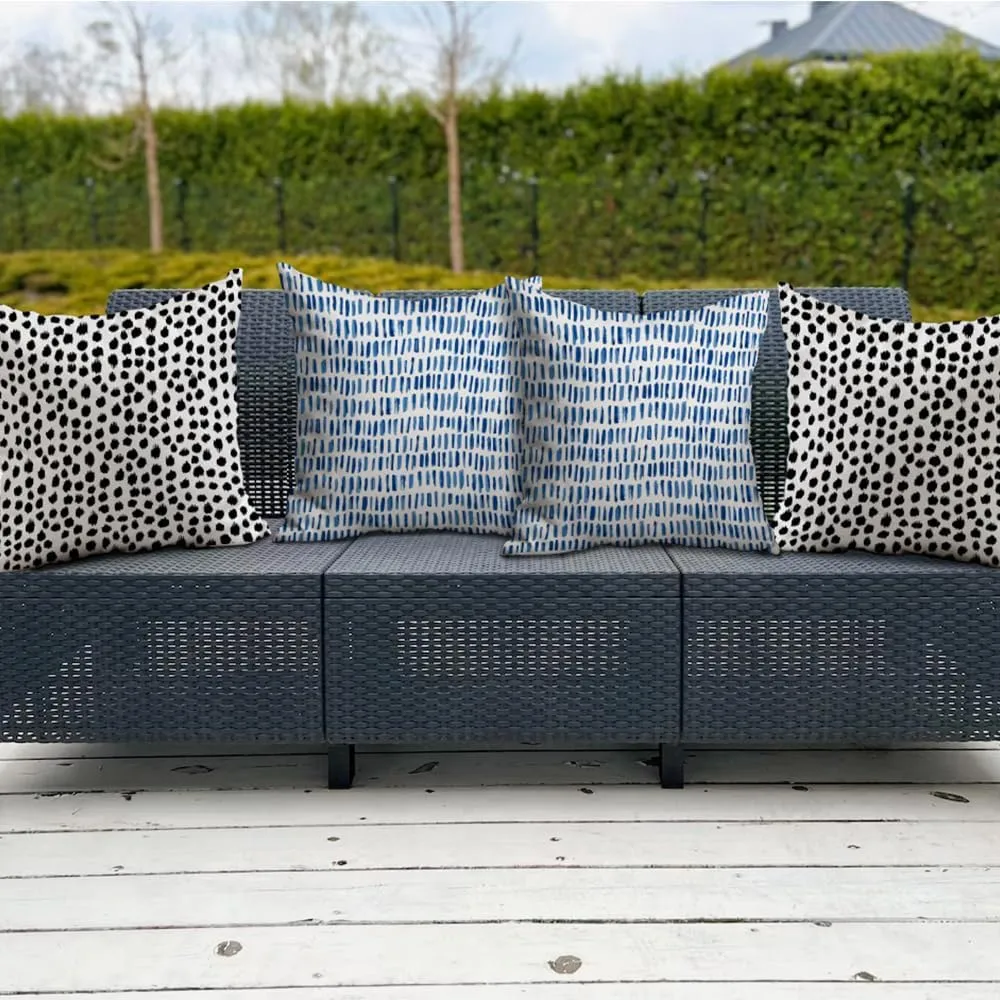 Outdoor Pillow Covers 18x18 Set of 2 Boho Design Blue Striped Decorations Pillows Spring Summer Outdoor Waterproof Patio Furniture Garden Porch Sofa Bed Cushion Covers Home Decor JB003-A18