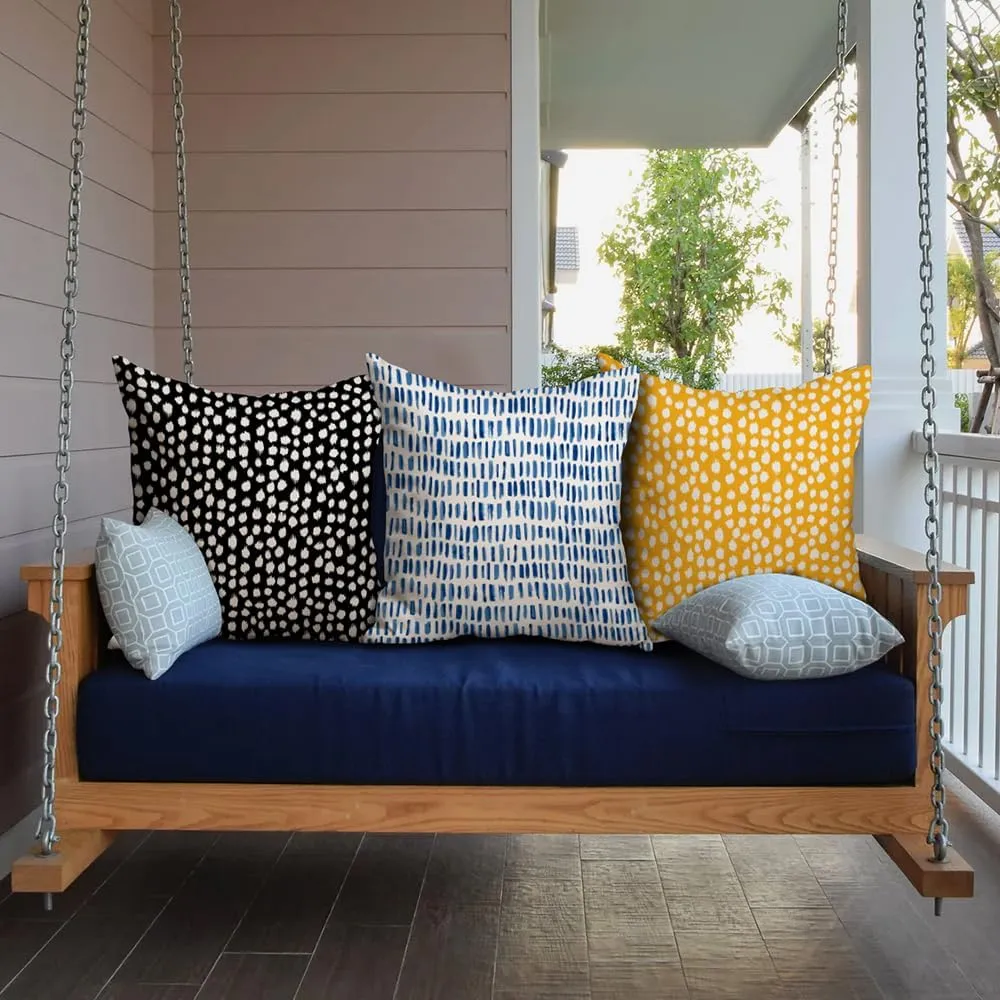 Outdoor Pillow Covers 18x18 Set of 2 Boho Design Blue Striped Decorations Pillows Spring Summer Outdoor Waterproof Patio Furniture Garden Porch Sofa Bed Cushion Covers Home Decor JB003-A18