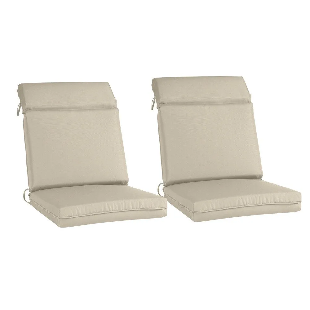 Outdoor Polyester High Back Dining Chair Cushion Set - Khaki