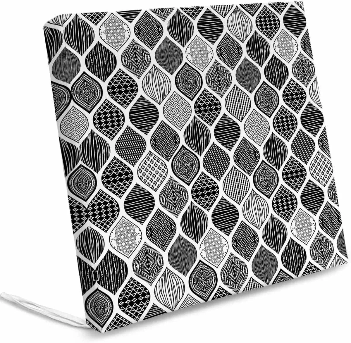Outdoor Waterproof Cushion Covers Abstract Geometric Art Replacement Stretch Seat Slipcover for Patio, Modern Grey Black Water Drop Artwork Chair Couch Sofa Covers Protector Set of 2,22x20IN