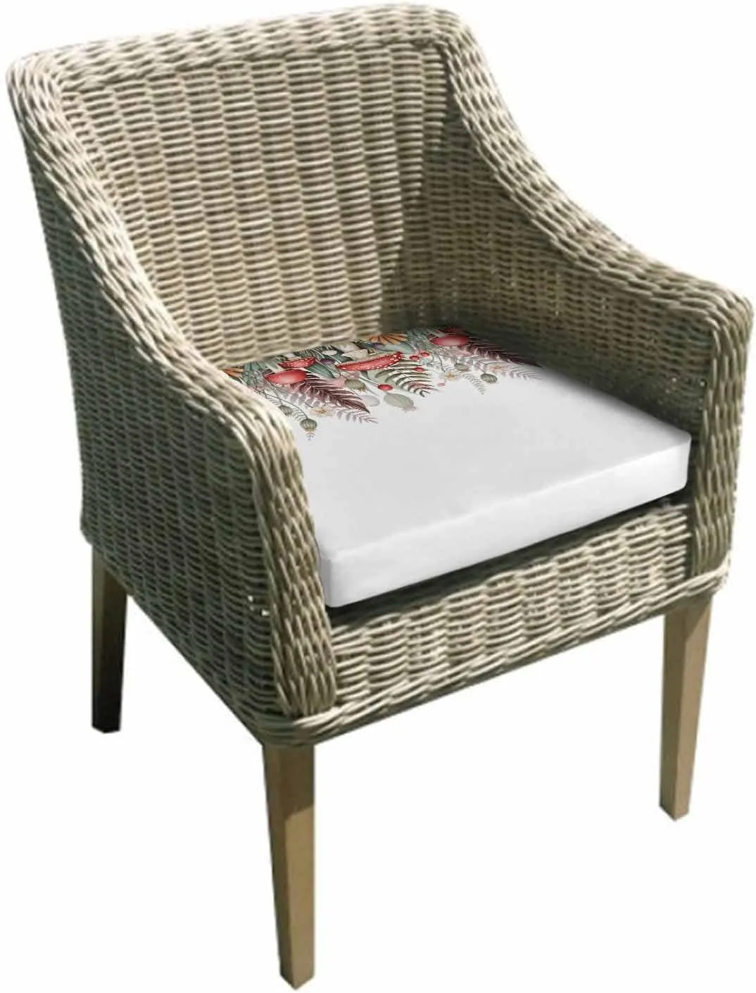 Outdoor Waterproof Cushion Covers Autumn Rural Mushrooms Replacement Stretch Seat Slipcover for Patio, Garden Plant Leaves Chair Couch Sofa Covers Furniture Protector Set of 2,22x22IN