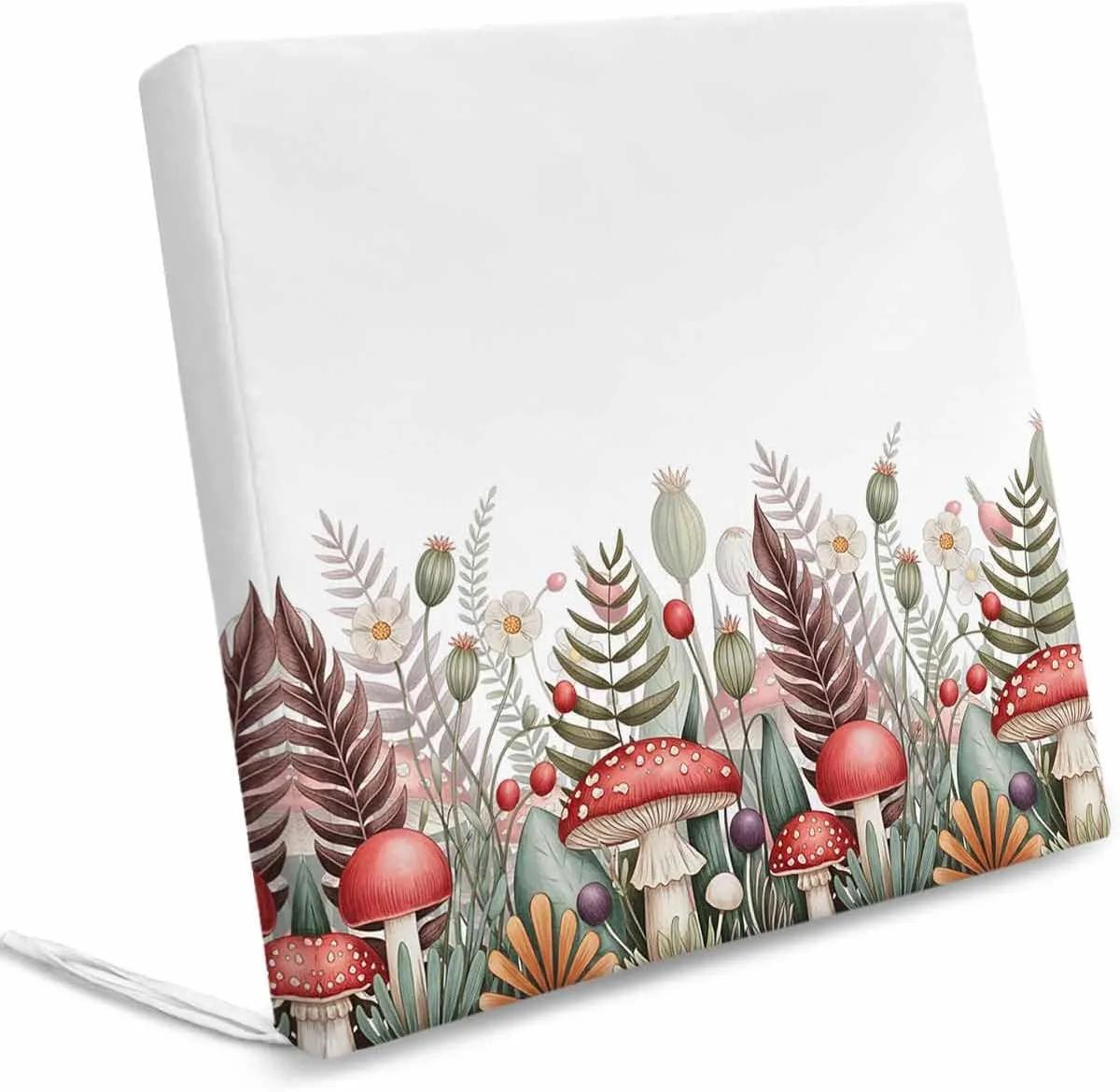 Outdoor Waterproof Cushion Covers Autumn Rural Mushrooms Replacement Stretch Seat Slipcover for Patio, Garden Plant Leaves Chair Couch Sofa Covers Furniture Protector Set of 2,22x22IN