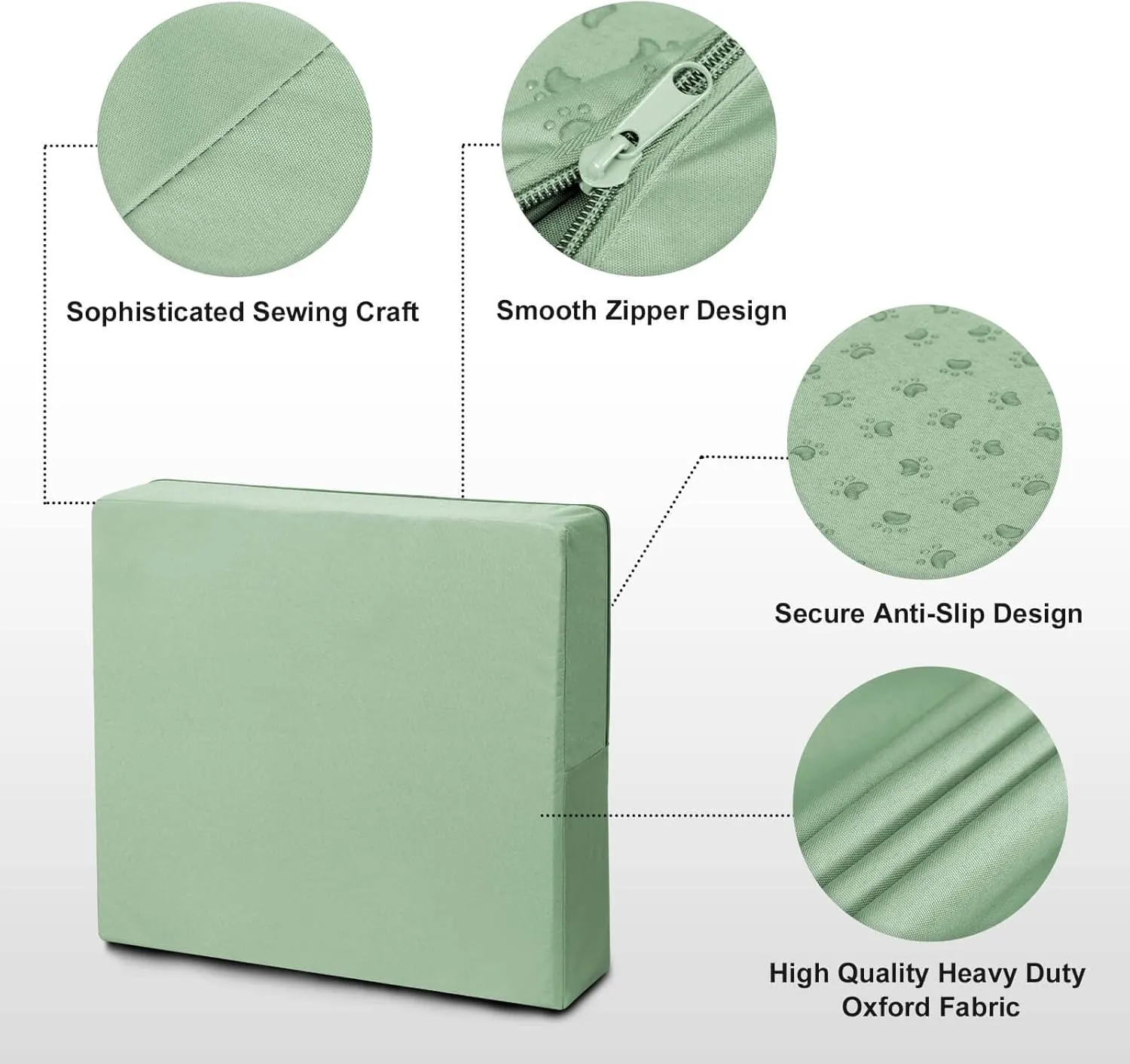 OutdoorLines Patio Seat Cushion Covers Replacement, Waterproof Cushion Cover for Outdoor Furniture, Anti-Slip Patio Chair Cushion Covers for Backyard (Set of 2, 20"x18"x4", Greyish Green, Cover Only)