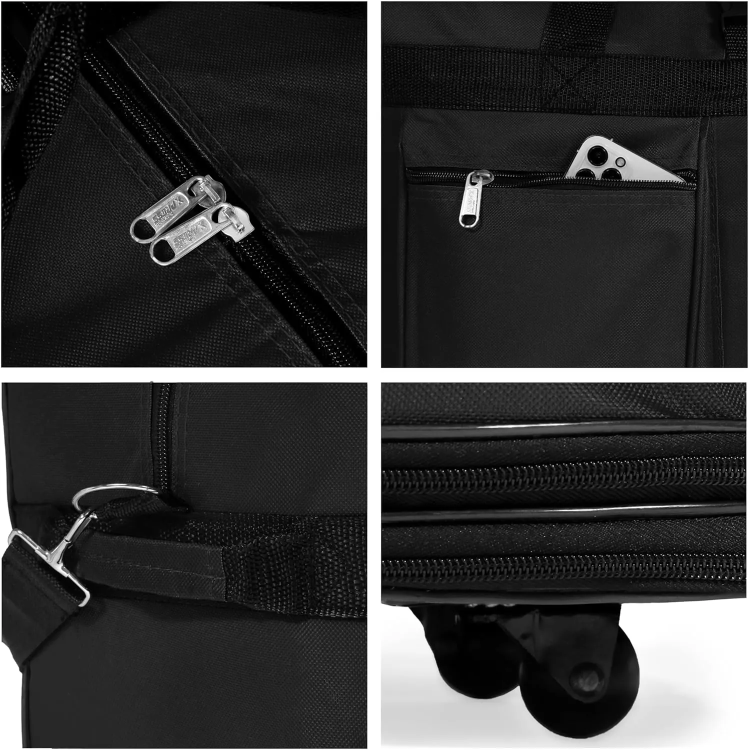 (Pack of 2) 30"" Duffle Bag Expandable Rolling Lightweight Wheeled Spinner Suitcase Luggage for Travel and Storage (Black with Red Trim)