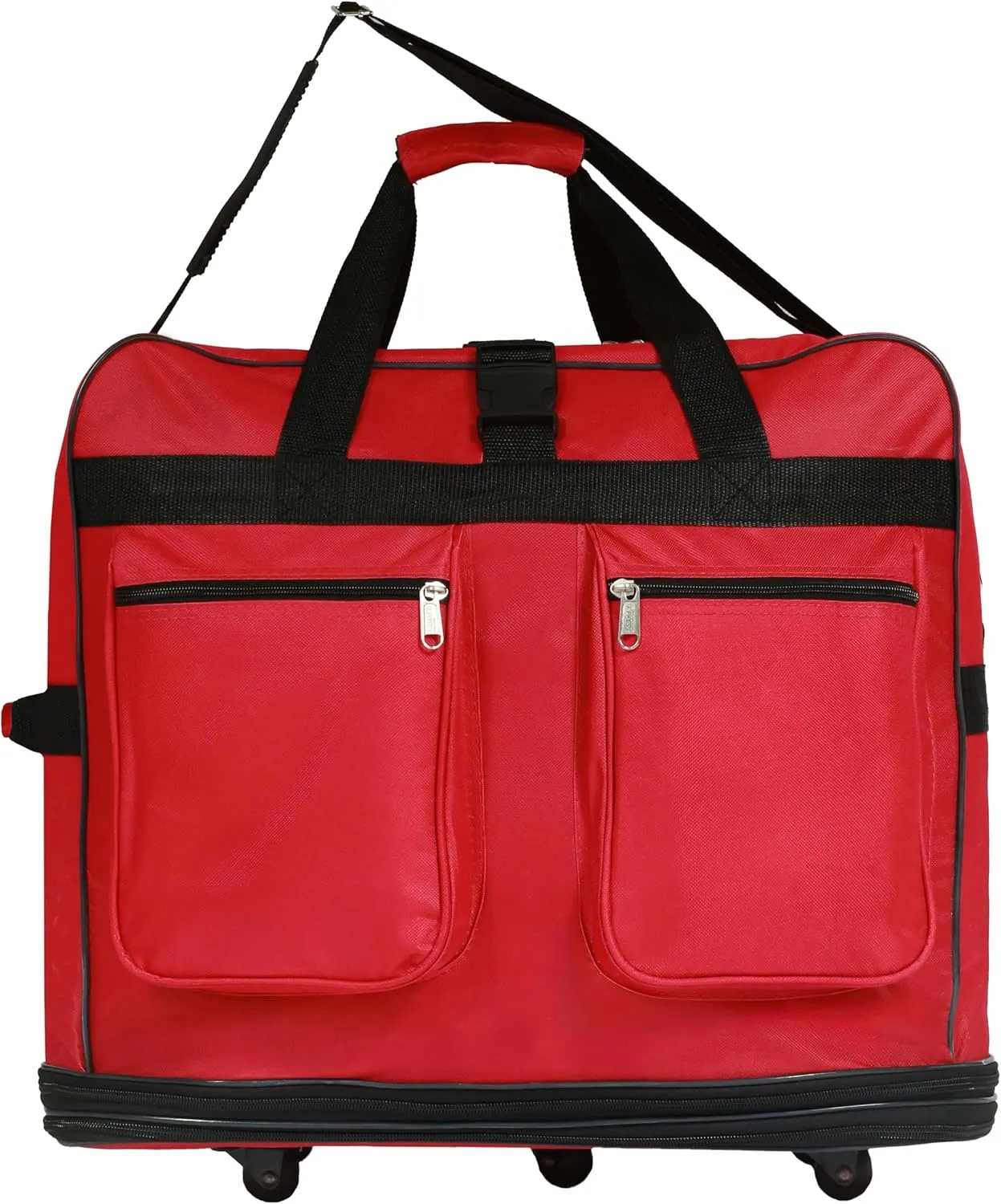 (Pack of 2) - 40"" Black Large Expandable Rolling 6 Wheeled Duffel Bag Spinner Suitcase Luggage (Red), NAVBL2PK40
