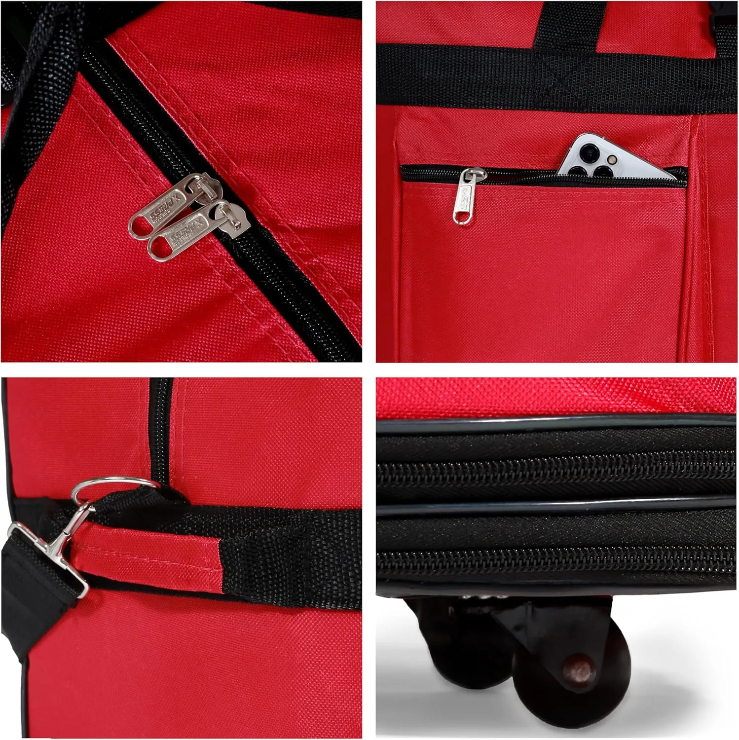 (Pack of 2) - 40"" Black Large Expandable Rolling 6 Wheeled Duffel Bag Spinner Suitcase Luggage (Red), NAVBL2PK40