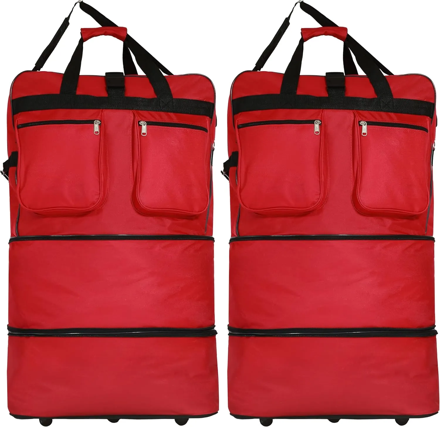 (Pack of 2) - 40"" Black Large Expandable Rolling 6 Wheeled Duffel Bag Spinner Suitcase Luggage (Red), NAVBL2PK40