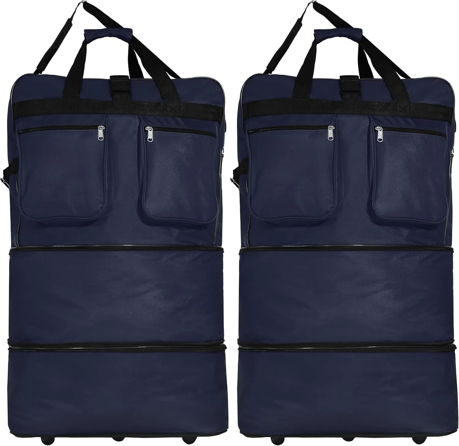 (Pack of 2) - 40"" Large Expandable Rolling 6 Wheeled Duffel Bag Spinner Suitcase Luggage (Blue), NAVBL2PK40