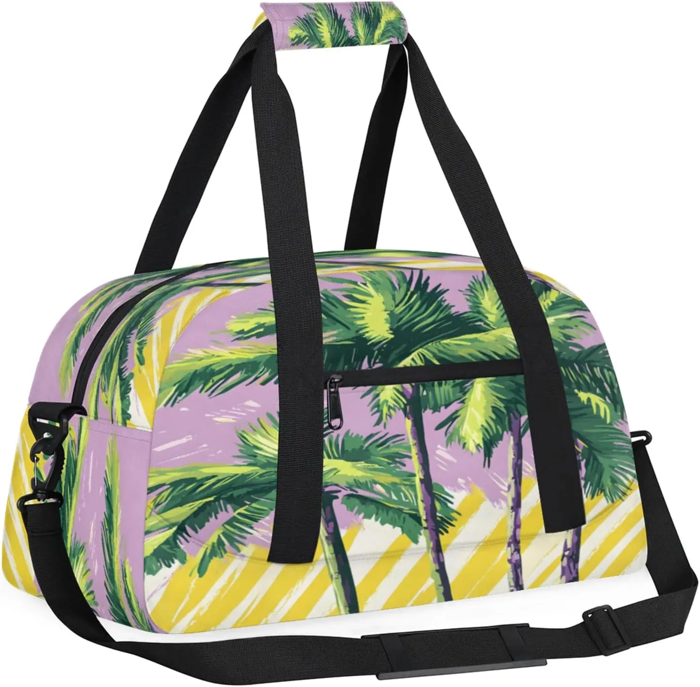 Palm Tree Small Gym Bag for Women Men, Tropical Travel Duffle Bag Workout Dance Tote Bag Carry On Overnight Weekender Bag