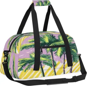Palm Tree Small Gym Bag for Women Men, Tropical Travel Duffle Bag Workout Dance Tote Bag Carry On Overnight Weekender Bag