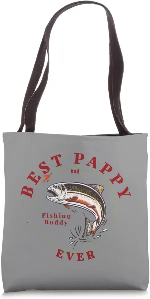 Pappy And Fishing Buddy Trout Art For Grandpa Anglers Tote Bag