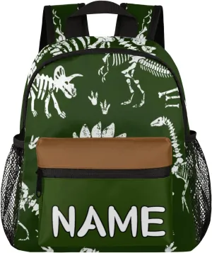 Pardick Personalized Kids Backpack School Bag for Boys, Dinosaur Skull Custom Toddler Bookbag with Name, Mini Backpack for School & Travel Kindergarten Elementary Bag 12in