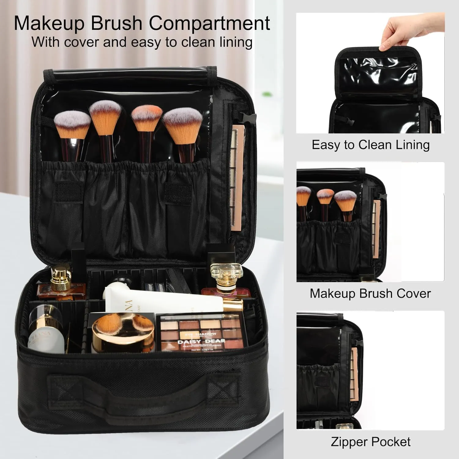 Particle Rolling Makeup Train Case Professional Cosmetic Trolley Large Storage Organizer with Key Swivel Wheels Salon Barber Case -Extra Portable Cosmetic Bag, Pink