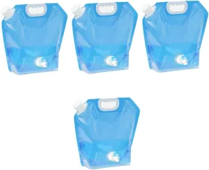 PartyKindom 4pcs Collapsible Water Container Faucet Portable Outdoor Supply for Camping Hiking and Road Trips Durable Leak Easy Access Water Storage Bag