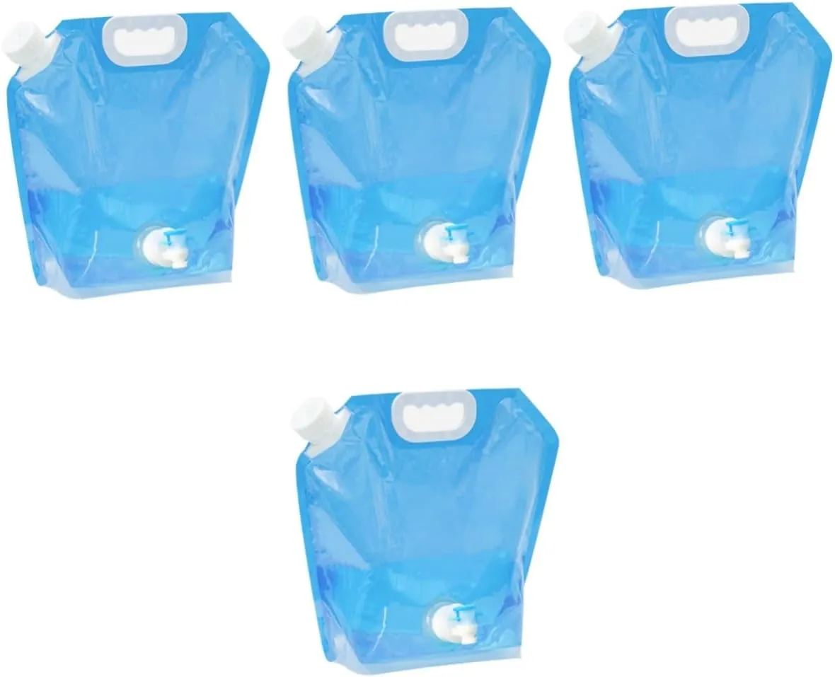 PartyKindom 4pcs Collapsible Water Container Faucet Portable Outdoor Supply for Camping Hiking and Road Trips Durable Leak Easy Access Water Storage Bag