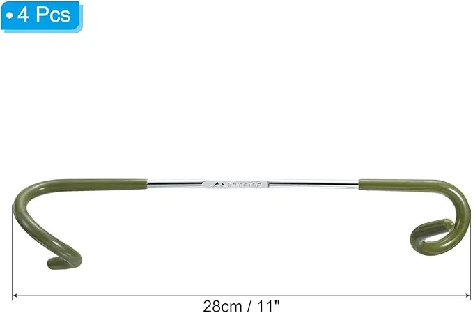 PATIKIL Camping Lantern Hook Hanger, 4 Pack Camping Equipment Tent Lamp Hook Pole Hanger for Outdoor Hiking, Olive Green