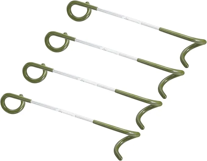 PATIKIL Camping Lantern Hook Hanger, 4 Pack Camping Equipment Tent Lamp Hook Pole Hanger for Outdoor Hiking, Olive Green