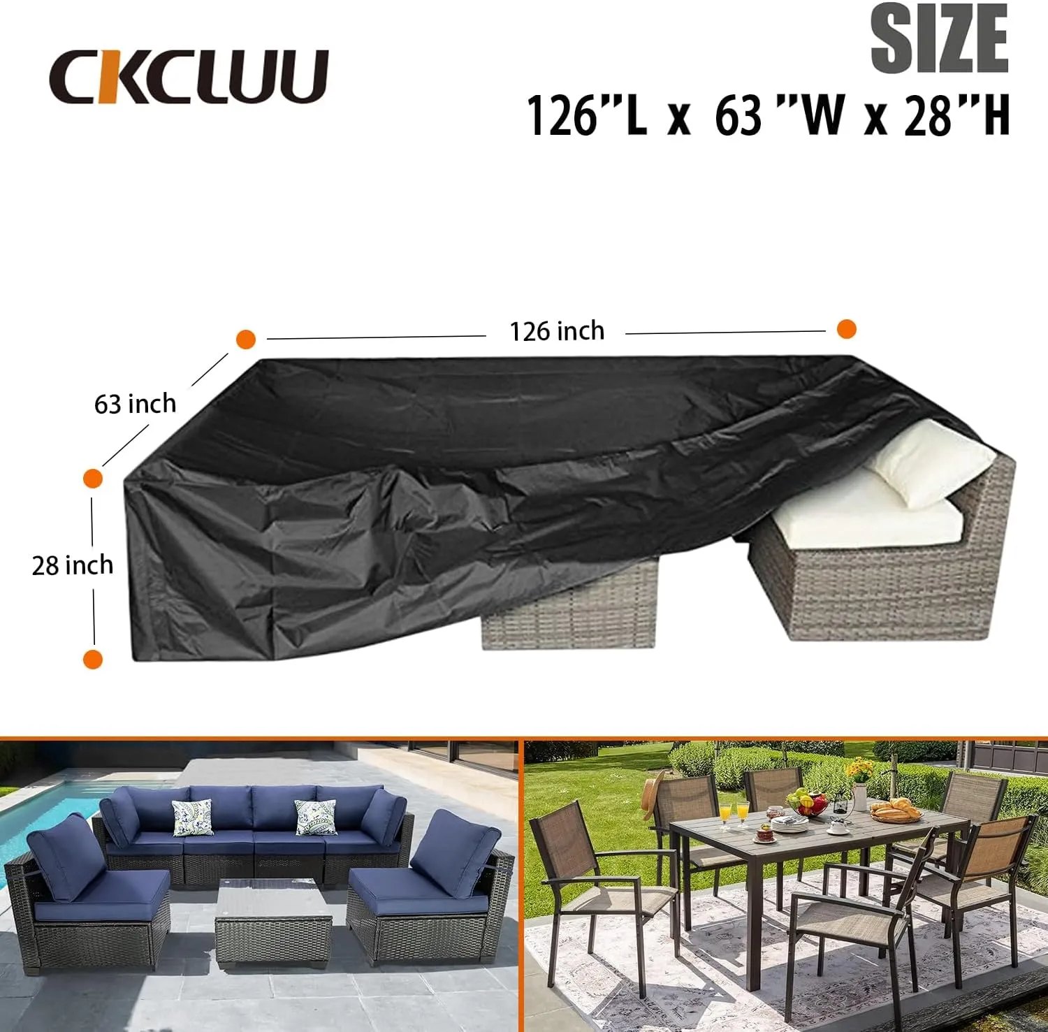Patio Furniture Set Cover Outdoor Sectional Sofa Set Covers Outdoor Table and Chair Set Covers Water Resistant Large 315cm L x 160 cm W x 74 cm H