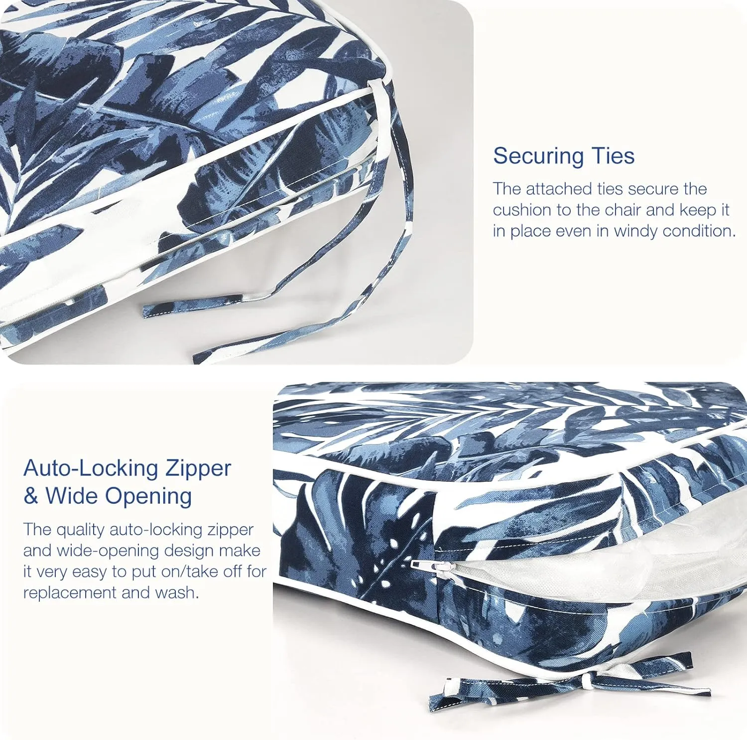 Patio Outdoor Cushion Cover Slip Cover W48 x D18 x H3 Inch with Zipper for Bench Loveseat Furniture, UV Protection Cushion Covers Replacement Covers 1 Pack, Palm Blue (Covers ONLY)