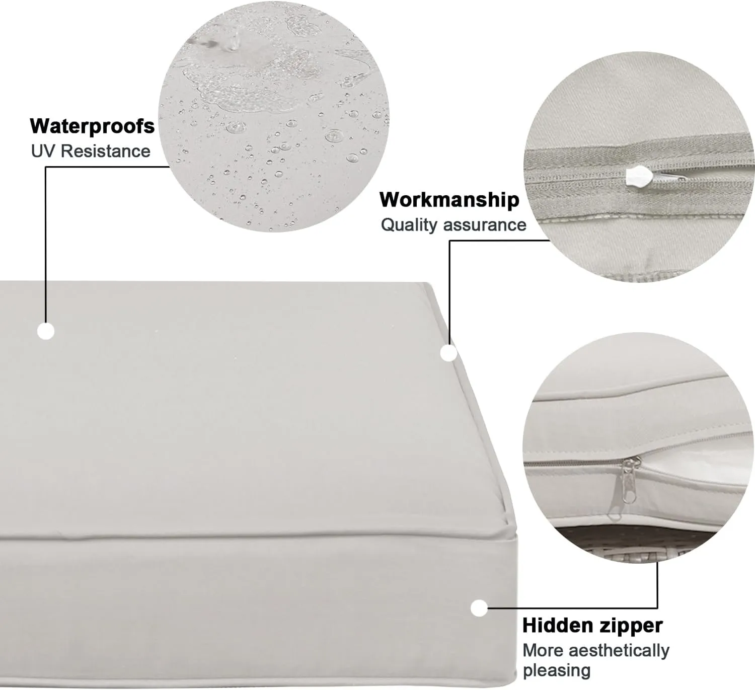 Patio Seat Cushion Covers 4 Pack,Outdoor Furniture Chair Seat Cushion Replacement Cover for Couch,Sofa (Replacement Covers Only) (22×22×3, Light Gray)