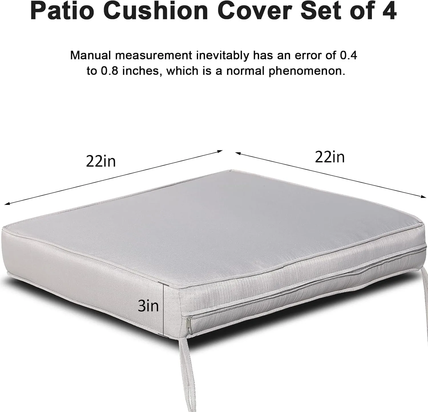 Patio Seat Cushion Covers 4 Pack,Outdoor Furniture Chair Seat Cushion Replacement Cover for Couch,Sofa (Replacement Covers Only) (22×22×3, Light Gray)