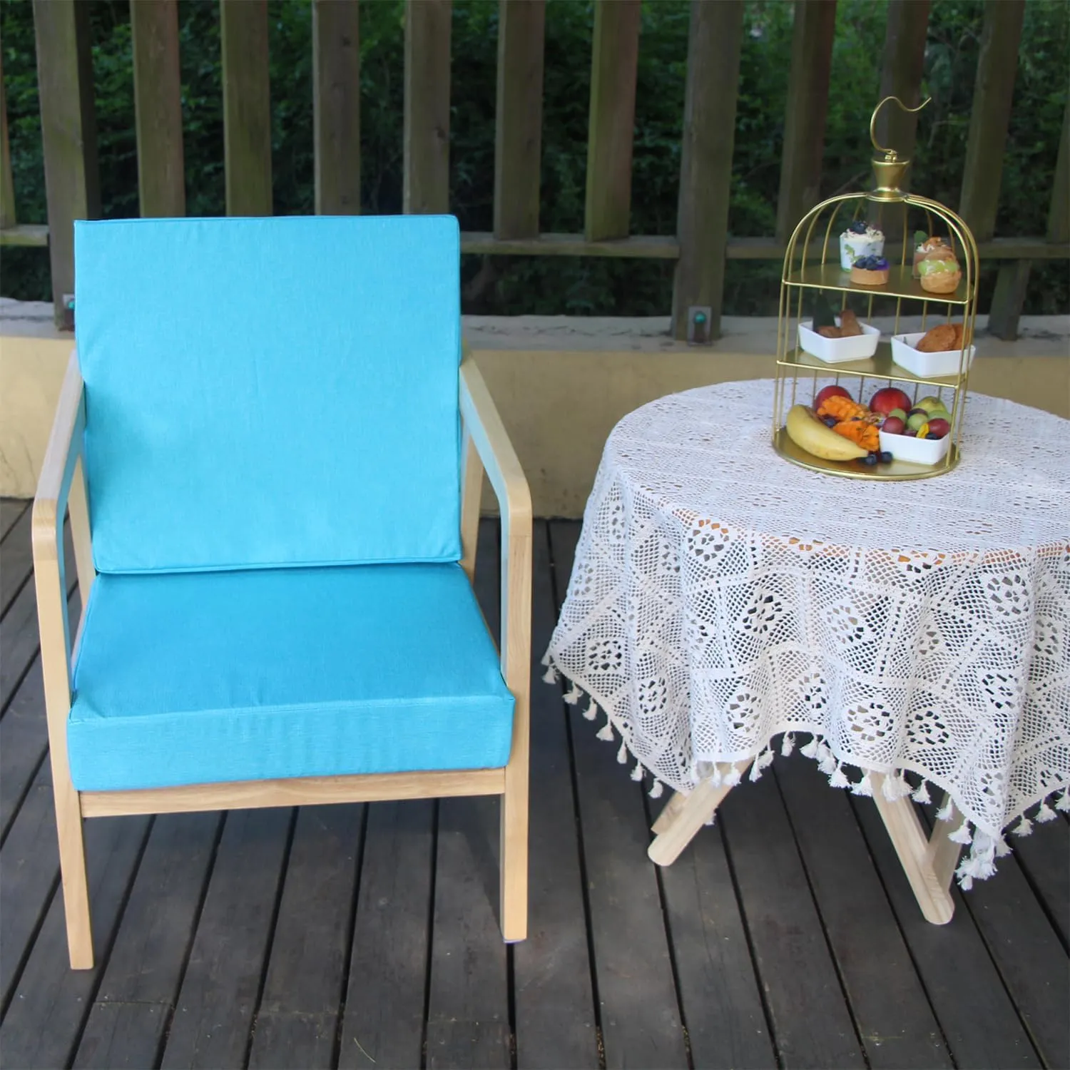 Patio Seat Cushion Covers,Washable Slip Covers Replacement,Waterproof Outdoor Furniture Chair Cushion Pillow Seat Cover for Couch,Garden,Sofa,Aqua,24"×22"×4"(4 Covers Only)