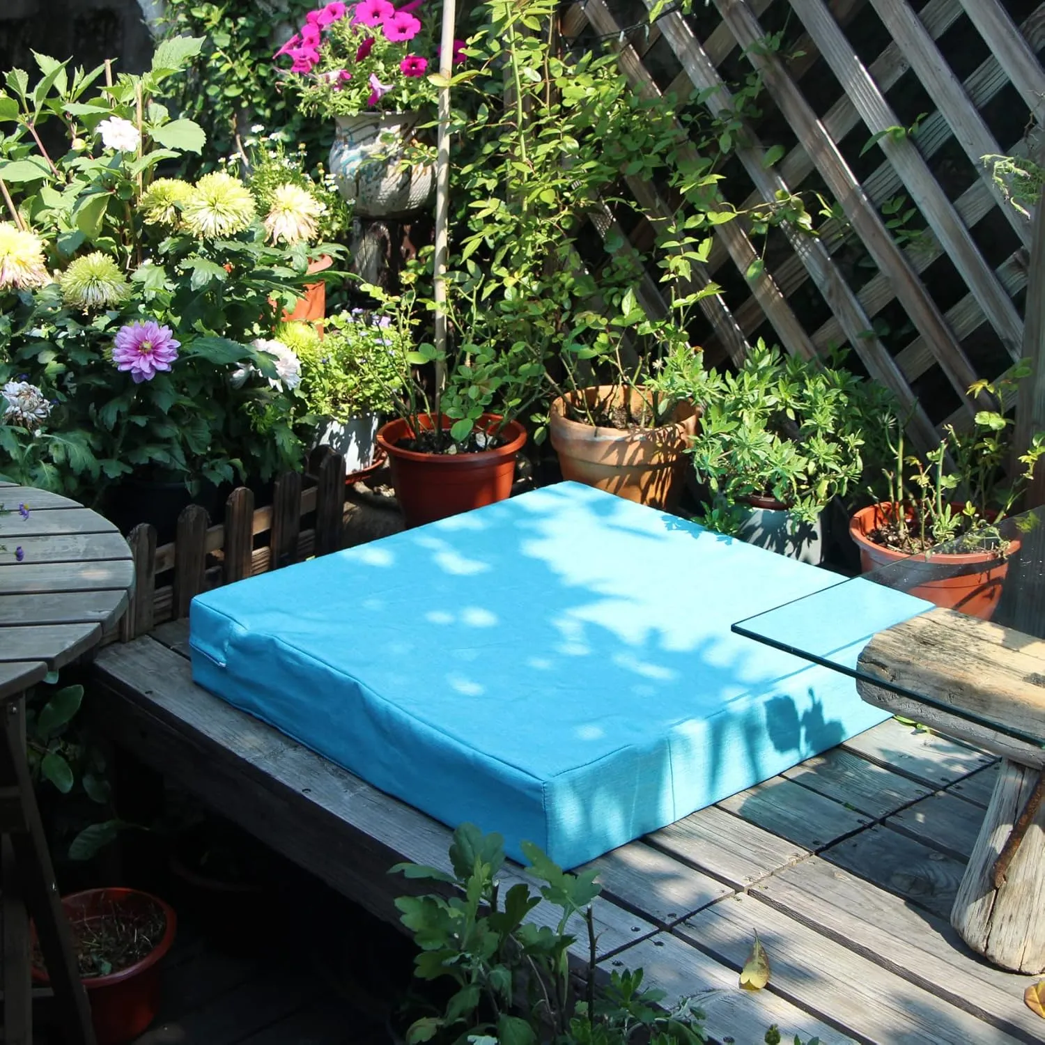 Patio Seat Cushion Covers,Washable Slip Covers Replacement,Waterproof Outdoor Furniture Chair Cushion Pillow Seat Cover for Couch,Garden,Sofa,Aqua,24"×22"×4"(4 Covers Only)