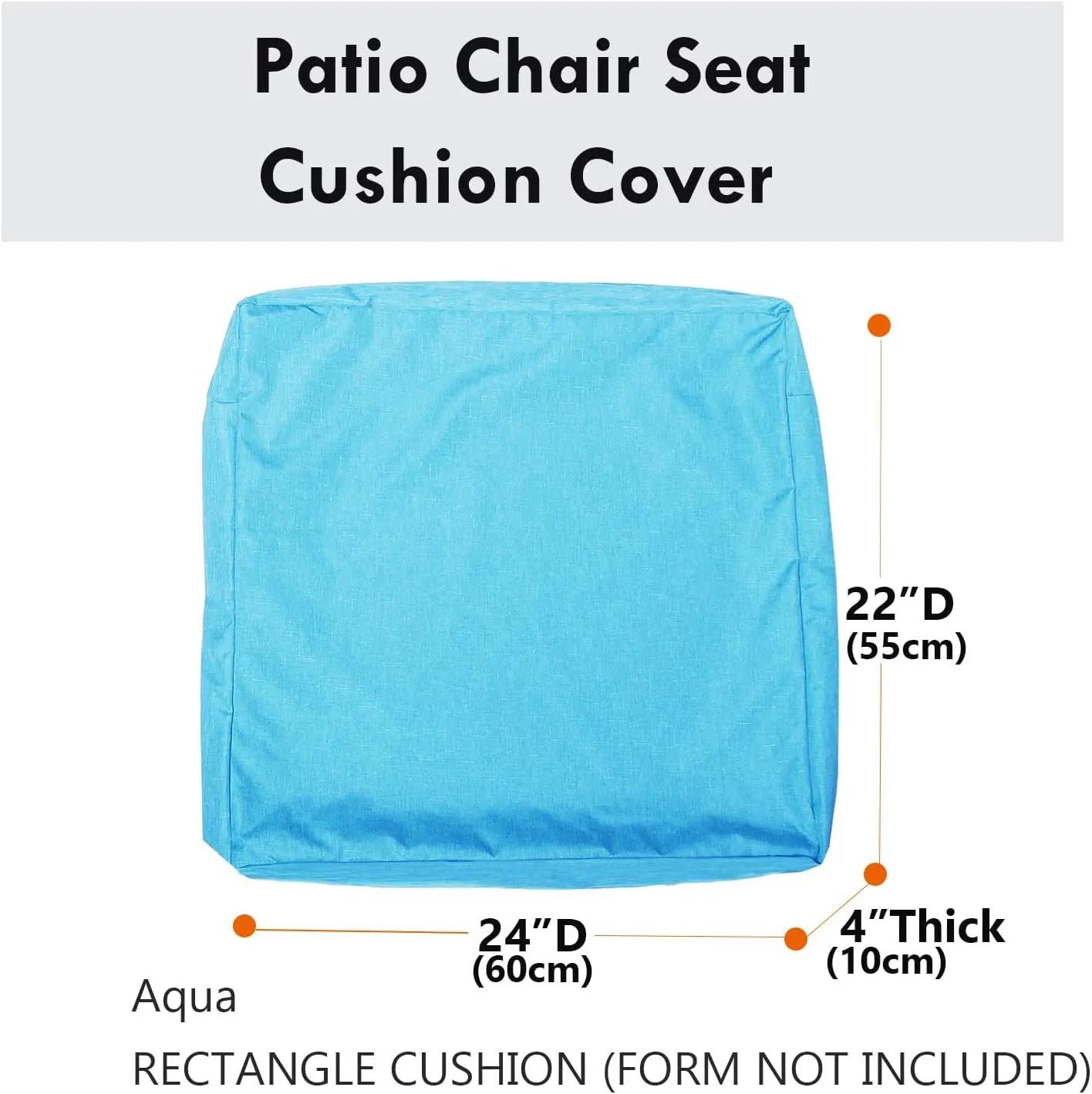 Patio Seat Cushion Covers,Washable Slip Covers Replacement,Waterproof Outdoor Furniture Chair Cushion Pillow Seat Cover for Couch,Garden,Sofa,Aqua,24"×22"×4"(4 Covers Only)