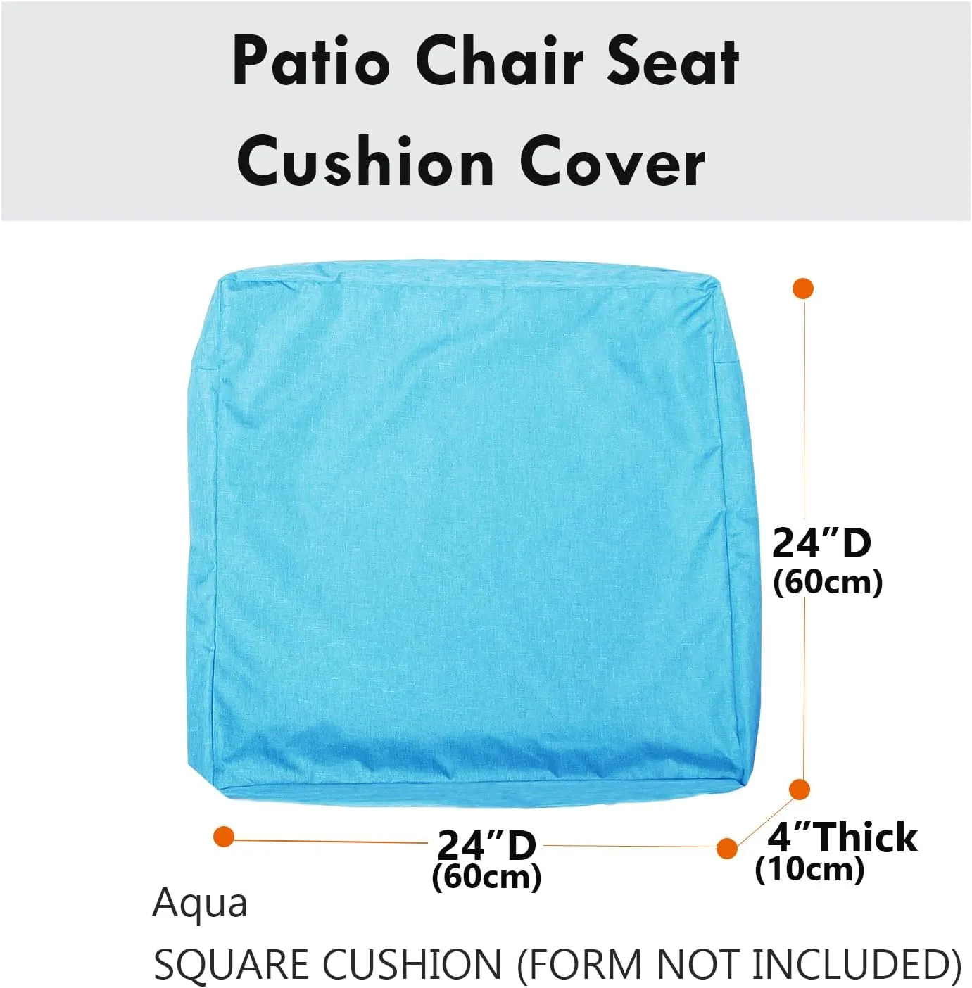 Patio Seat Cushion Covers,Washable Slip Covers Replacement,Waterproof Outdoor Furniture Chair Cushion Pillow Seat Cover for Couch,Garden,Sofa,Aqua,24"×24"×4"(4 Covers Only)