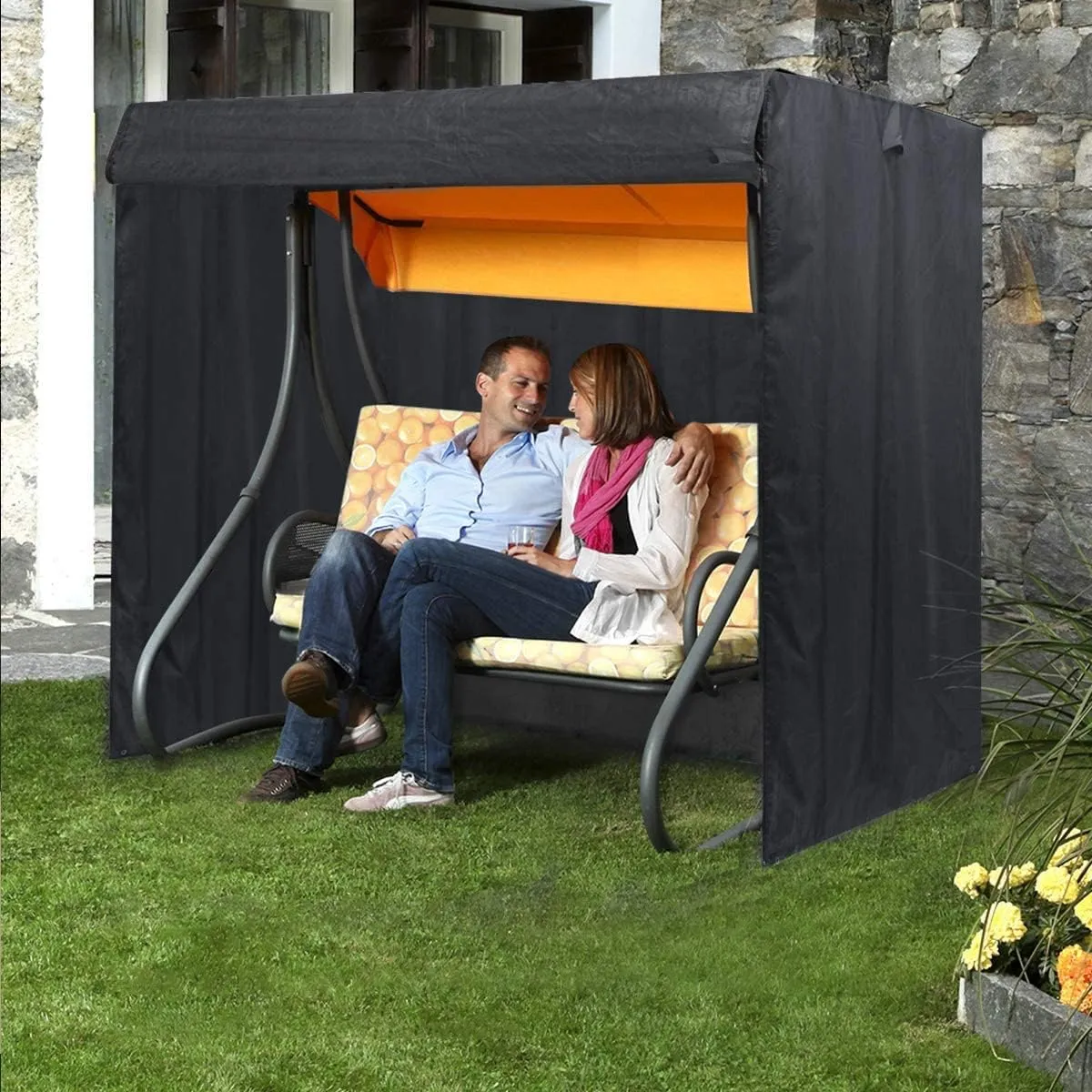 Patio Swing Cove,3 Triple Seater Hammock Cover Garden Swing Cover Garden Hammock Glider Chair Cover Outdoor Swing Cover UV Resistant Swing Canopy Cover(87L x 60 D x 72 H inch)