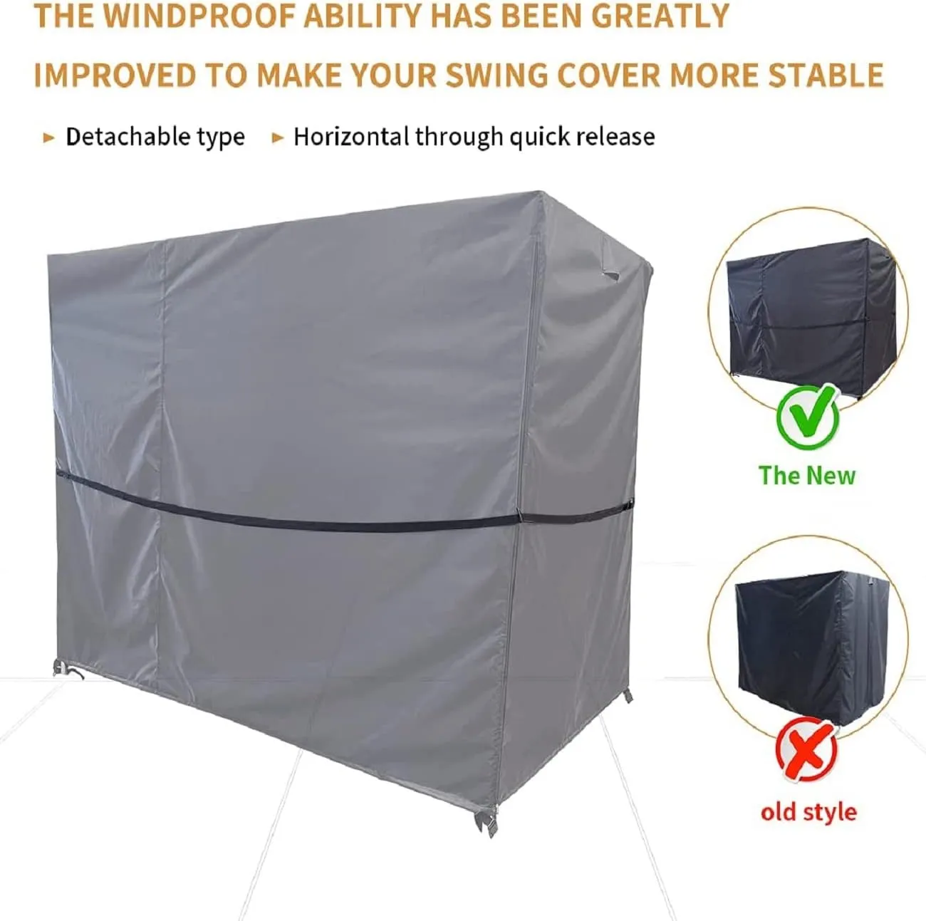 Patio Swing Cove,3 Triple Seater Hammock Cover Garden Swing Cover Garden Hammock Glider Chair Cover Outdoor Swing Cover UV Resistant Swing Canopy Cover(87L x 60 D x 72 H inch)