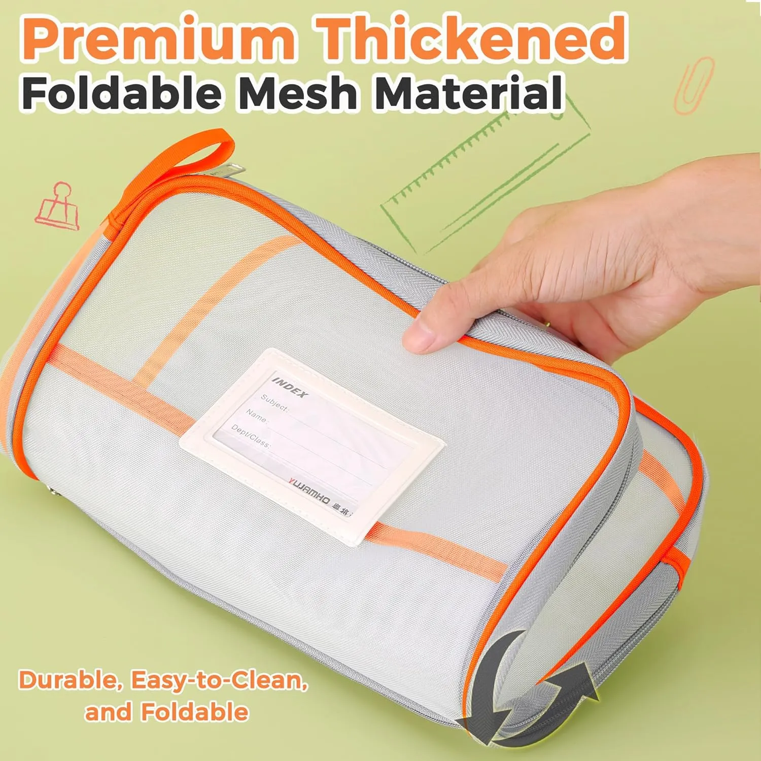 Pendancy Mesh Zipper Pouch 14.8x10.8 in Transparent Lightweight Nylon File Folders, A4 Size Multi-Layer Subject Document Organizer Accessories Storage Bag for Office and School Supplies(4 PCS)
