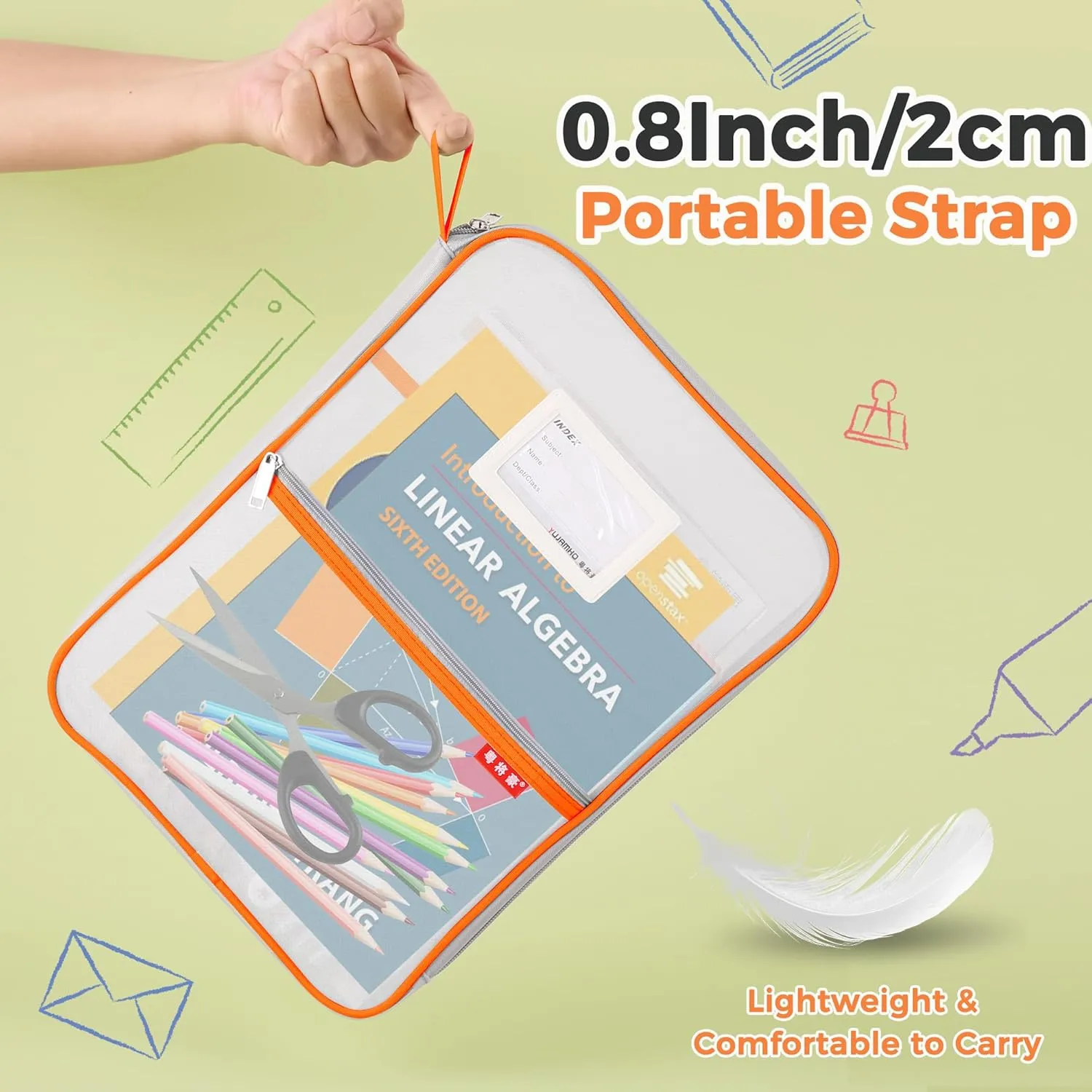 Pendancy Mesh Zipper Pouch 14.8x10.8 in Transparent Lightweight Nylon File Folders, A4 Size Multi-Layer Subject Document Organizer Accessories Storage Bag for Office and School Supplies(4 PCS)