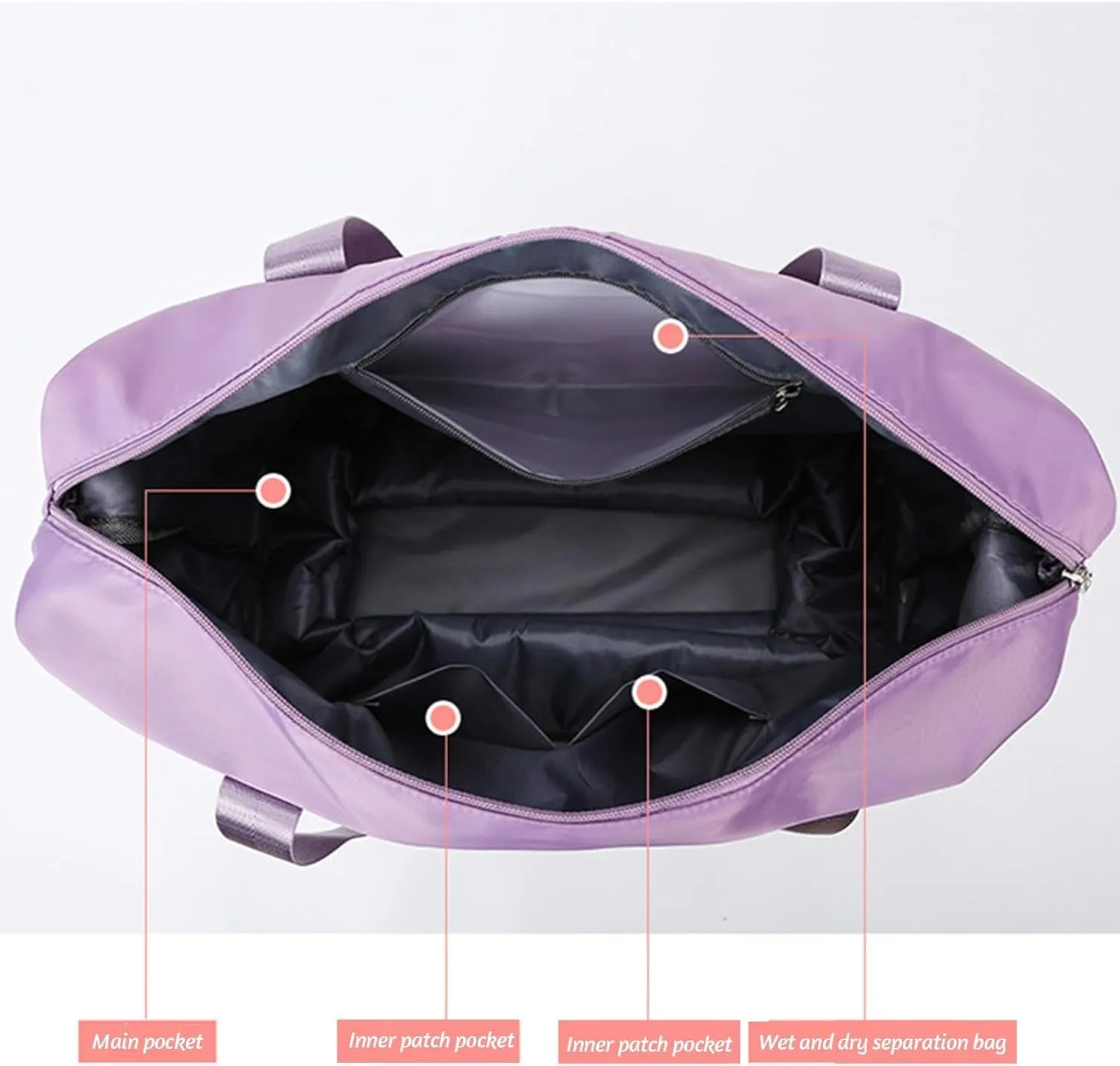 Pepepo Travel Bag with Wheels, 2025 Pepepo Large Duffle Bag with Wheels, Expandable Foldable Duffle Bag, Dry and Wet Separation (Pink)