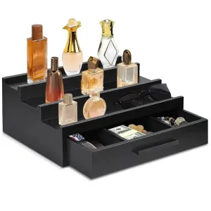 Perfume Rack Organizer With Drawers Black Perfume Organizer Three-Layer Perfume Holder Fragrance Display Drawers For Watches