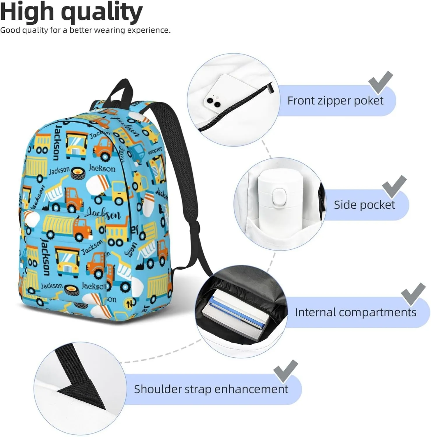 Personalized Backpack| Custom Name Backpacks For Her/Him For Work,Weekend Getaway,Traveling,Hiking,Camping |Funny Vehicle Pattern Backpack (A - style 1)
